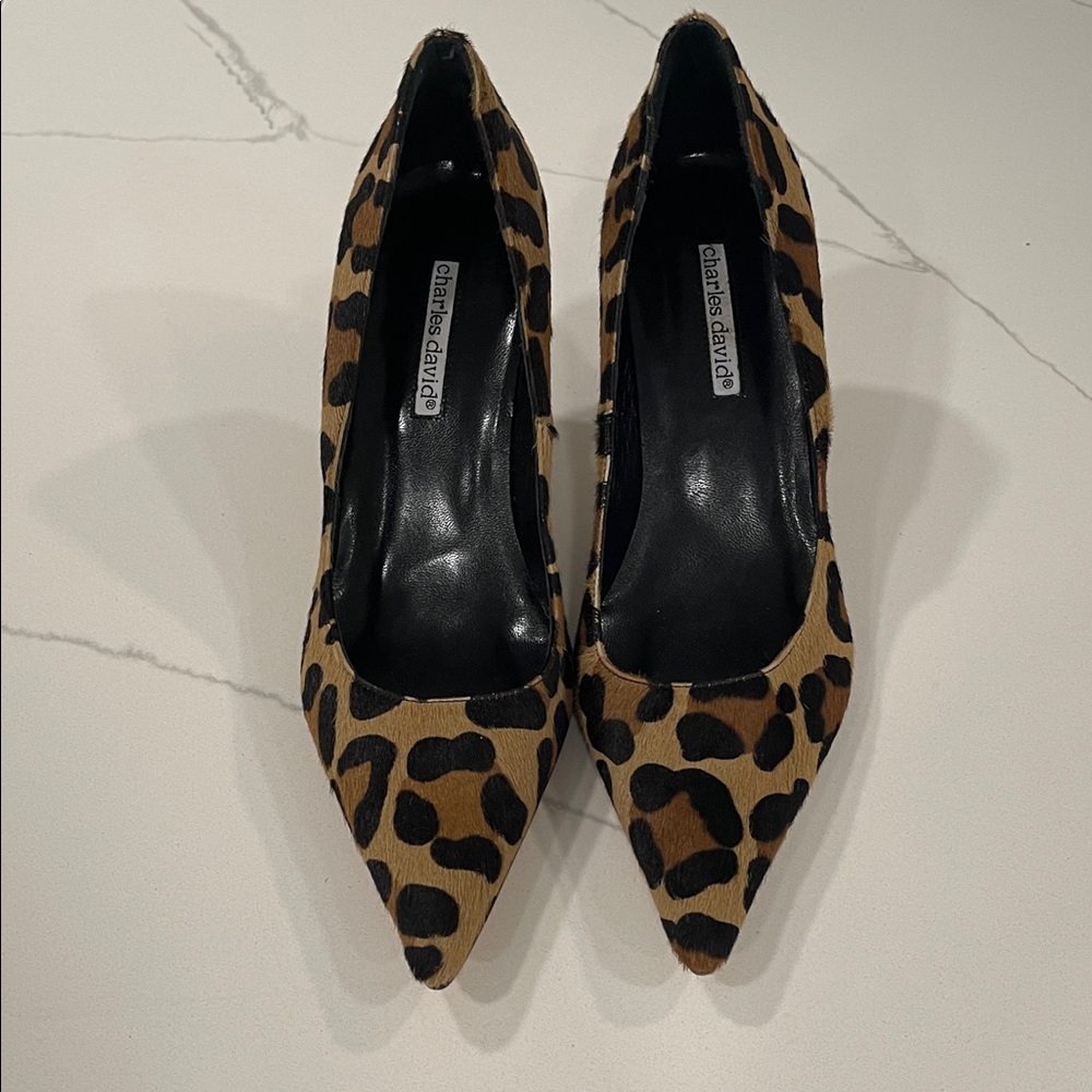 Charles David calf hair Leopard Print Heels